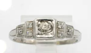 18K Weißgold Antik Alt Europäischer Schliff Diamant Ring Filigran Art Deco - Bild 1 von 6