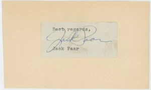 Jack Paar The Tonight Show Autographed Signed Index Card AMCo COA 27848 - Picture 1 of 2
