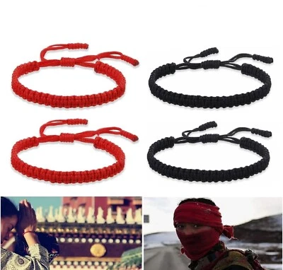 Viel Glück rote Schnur geflochtenes Armband Schutz gesegnet verstellbares Seil. - Bild 1 von 4