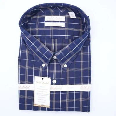 Camisa Roundtree Yorke Etiqueta Dorada Manga Larga 4XB Azul Blanco Cuadros Sin Planchar Nueva con Etiquetas Foto 1 de 4