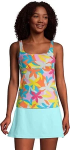 NWT Lands' End Womens Square Neck Tankini Top Turquoise Size 12 $80 FLG158 - Picture 1 of 4