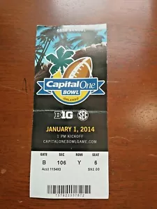 2014 Capital One Bowl Football Ticket South Carolina vs Wisconsin G21 - Bild 1 von 3