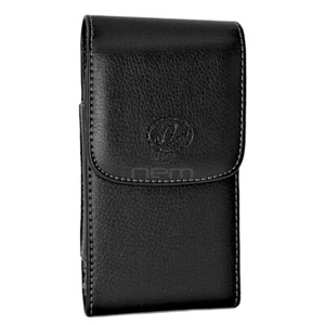 Black Vertical Leather Clip Side Holster Case Pouch For Samsung Galaxy S5 Plus - Picture 1 of 4