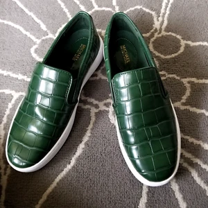 Rare Michael Kors Green Keaton Croco Embossed Shoes - Picture 1 of 8
