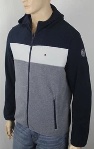 Tommy Hilfiger Navy White Grey Fleece Hoodie Full Zip Jacket NWT $160 - Picture 1 of 1