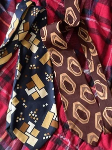 Vintage 70’s Style ties stylish Retro brown Patterned - Picture 1 of 11