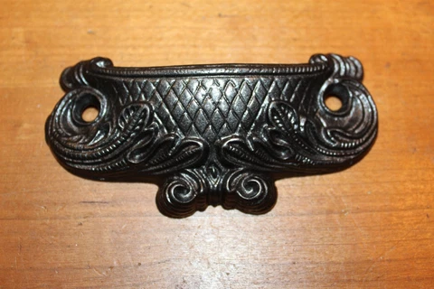 Antique Victorian Cast Iron Bin Apothecary Cupboard Pull Sash Lift L-46 Cover