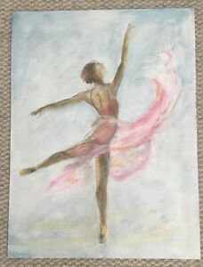 Dancing  Ballerina Painting Original  Acrylic On Board  16” X 12”