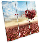 Autumn Tree Sunset Love Heart Treble Canvas Wall Art Square Print Picture
