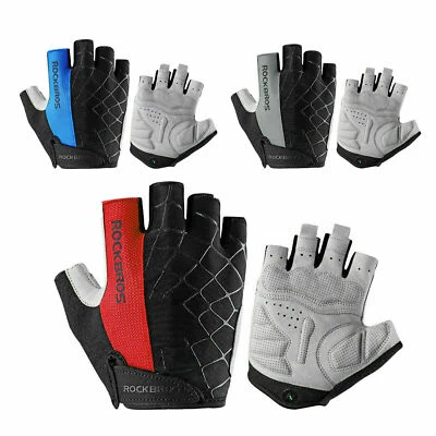 ROCKBROS Cycling Half Finger Gloves Shockproof Breathable Thickened Tactical Men - Image 1 of 4