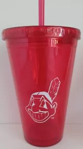 Cleveland Indians Chief Wahoo Fox Sports STO Cold Cup 16oz Tumbler Lid & Straw - Picture 1 of 9