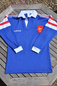 Adidas France Rugby Jersey 1995 Large Long Sleeve Cotton Excellent Condition - Picture 1 of 9