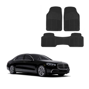 FOR ALL MERCEDEZ CAR FLOOR MAT SET 3PCS FRONT REAR RUBBER BLACK PREMIUM QUALITY - Picture 1 of 7