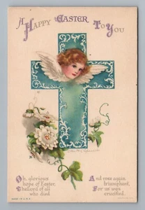 Clapsaddle  Easter Angel Cross Floral Design Vintage Postcard - Picture 1 of 2