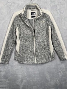 The North Face Full Zip Heather With White Ribbed Jacket Women's Size Medium - Picture 1 of 8