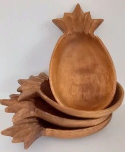 Schüsseln 4 Vintage Hawaiian Monkeypod Ananas Form Salat Snack 8,5" - Bild 1 von 7