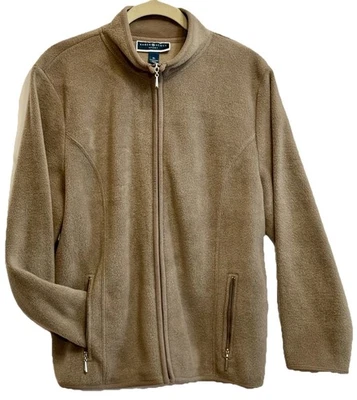 Chaqueta de mujer nueva sin etiquetas XL polar tostado cremallera completa princesa parece Karen Scott Foto 1 de 4