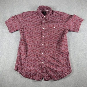 Obey Button Down Hemd Herren Large Rot Burgund Geometrisch Rauten Kurzarm - Bild 1 von 5