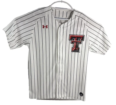 Under Armour Texas Tech Red Raiders Baseball Button Up Jersey White Men's Large - Image 1 of 4