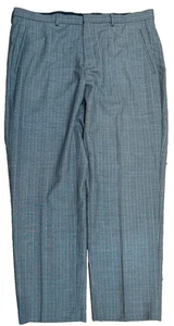Pantalone Calvin Klein uomo 38x30 grigio a righe 100% lana piatto davanti pantaloni preppy - Foto 1 di 8