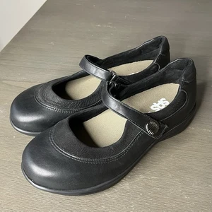 SAS Schuhe Step Out Mary Jane Damengröße 10WW Wandern schwarz Leder Glitzerbesatz - Bild 1 von 11