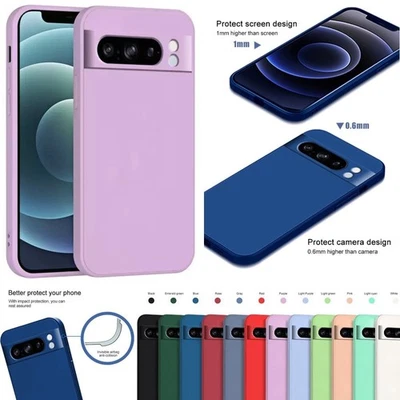 For Google Pixel 10 Pro XL 9A 8 7A 6 Shockproof Slim Liquid Silicone Phone Case - Image 1 of 4