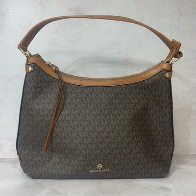 Michael Kors Maeve Brown Signature Logo Hobo Shoulder Bag - Image 1 of 4