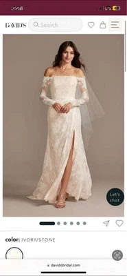 Hermoso vestido de novia de encaje Galina nuevo con etiquetas marfil VW9240 David's❤️ Foto 1 de 2