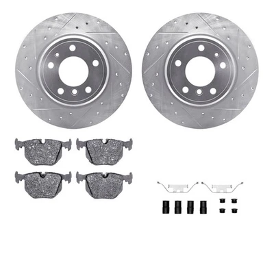 For BMW 740iL 95-01 eLINE Series Drilled & Slotted Rear Brake Kit w Ceramic Pads - Image 1 of 4
