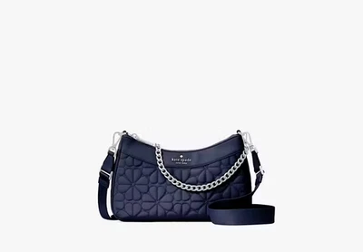 NWT! Kate Spade Flower Quilted Fabric Convertible Crossbody Bag Parisian Navy - Image 1 of 4