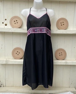 Vestido sin tirantes negro vintage semi transparente años 60 lencería brillante ribete de encaje - Imagen 1 de 10