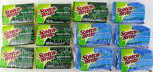 LOT 12 Scotch-Brite 3M Dish Pans Scrub Sponges: 7 Heavy Duty + 5 Non-Scratch NEW - Picture 1 of 7