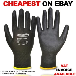 24 PAIRS PU COATED SAFETY WORK GLOVES GLOVE GARDEN GRIP MENS BUILDERS GARDENING - Picture 1 of 8