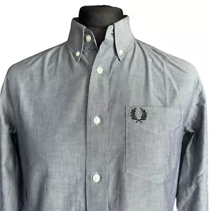 FRED PERRY Shirt Mens MEDIUM (40-41") Long Sleeve in Grey - Picture 1 of 14