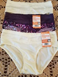 5 /S WARNERS Microfiber With Lace ~No Pinching No Problems 3 HIPSTERS - NWT - Picture 1 of 9