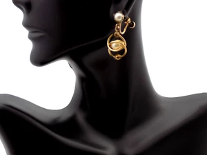 SIGNED 12K GOLD FILLED & PEARL SCREWBACK EARRINGS 5.7GR TW #3266 - Picture 1 of 5