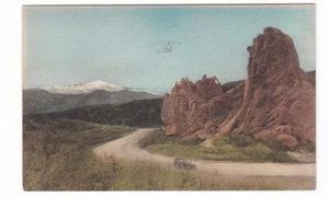 Cartolina colorata a mano Bear & Seal & Pikes Peak / Colorado / tipo albertype - Foto 1 di 2