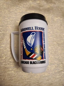 NOS Maxwell House Coffee Plastic Travel Coffee Mug Trip Chicago Blackhawks - Picture 1 of 6