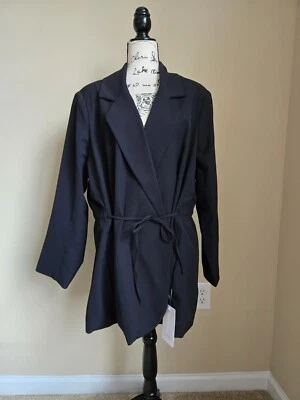 Athleta primatwill blazer black tie waist womens 22 casual comfort - Image 1 of 4