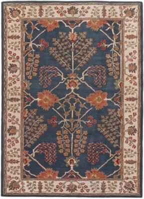 Antique Oushak design Hand Tufted Area Rugs with Grey, Blue Bedroom Living Rugs. - Image 1 of 4