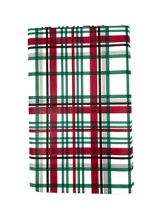 Vinyl Tablecloth W/Flannel Back 52in x 70in Oblong Red White Green Plaid New - Picture 1 of 9