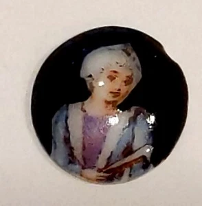 Antica donna vittoriana in porcellana dipinta pietra rotonda diametro 3/8" scheggiata OK422 - Foto 1 di 2