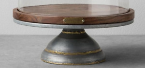 HEARTH AND HAND WITH MAGNOLIA WOOD & METAL COVERED CAKE STAND, NEW