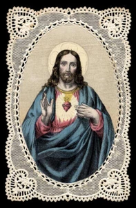 santino merlettato-holycard-canivet  S.CUORE DI GESU' - Imagen 1 de 1