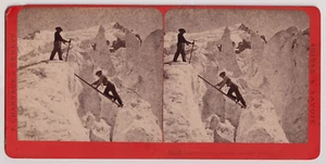 STEREO Charnaux à Genève - Passage d'une crevasse route du Mont-Blanc - c.1882 - Picture 1 of 2