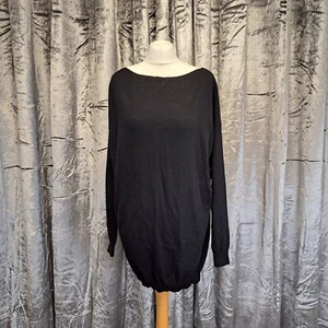 Joseph 100% Cashmere Jumper Black Hip Length Loose Womens Large *Repair - Picture 1 of 12