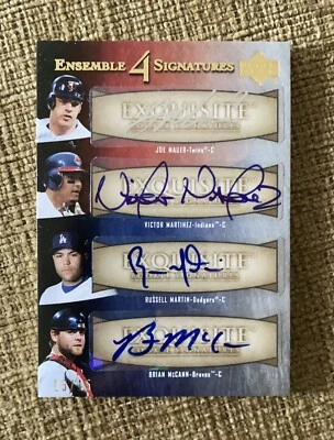 2007 UD Exquisite Ensemble 4 Signatures Joe Mauer Brian McCann Quad Auto /15 - Image 1 of 4