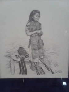 Irving Toddy. aufgelistete Navajo Künstler Einheit Bleistiftzeichnung. - Bild 1 von 4