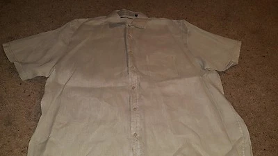 Roundtree & Yorke Men's Casuals Beige Linen Cotton Shirt  Size  XL  - Image 1 of 4