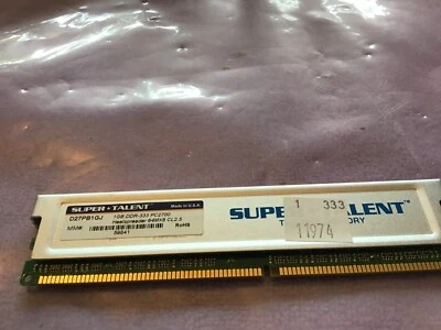 Super Talent D27PB1GJ PC2700 1GB 333Mhz DDR333 2Bank 64Mx8 CL2.5 - Image 1 of 2